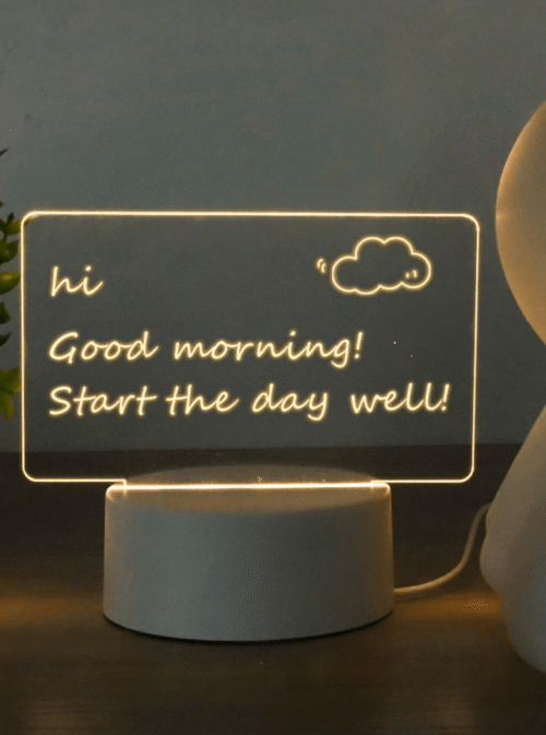 Tablero acrílico con luz LED y escritura a mano Rectangular y con conexión USB