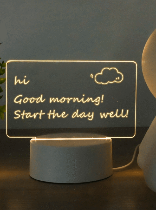 Tablero acrílico con luz LED y escritura a mano Rectangular y con conexión USB
