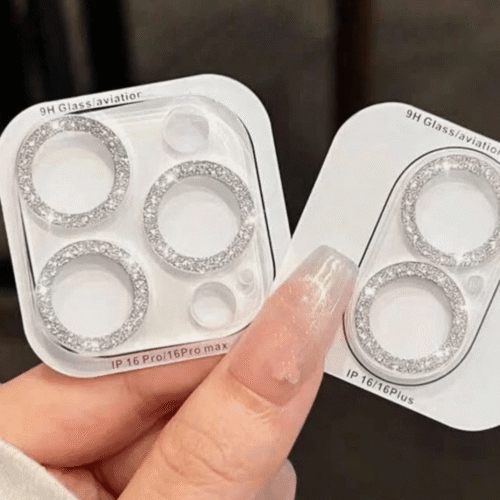 Protector De Cámara Para iPhone 16 Pro Con Brillo Plateado