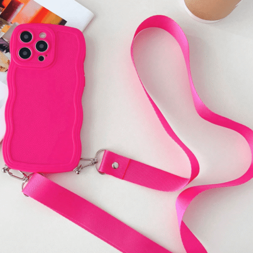 Funda Fucsia Con Cordón iPhone 14 Pro Max