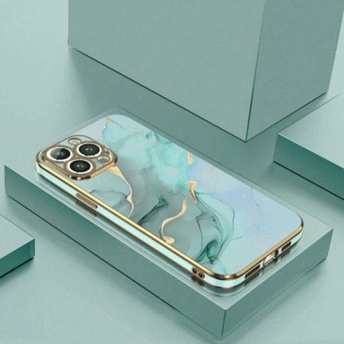 Funda Protectora Con Textura De Mármol Aguamarina 6D iPhone 11