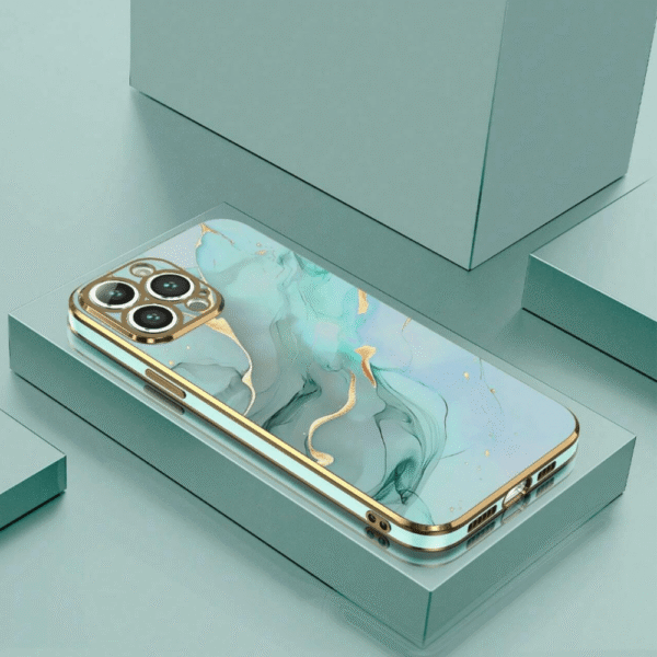 Funda Protectora Con Textura De Mármol Aguamarina 6D iPhone 11