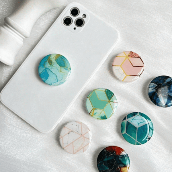 Soporte De Móvil Expandible Con Diseño De Mármol Transparente