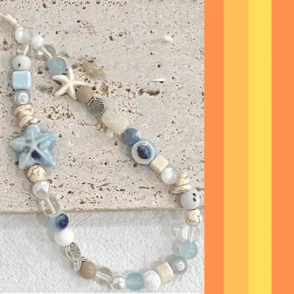 Charm De Teléfono Estrella Azul Con Cuerda Verano