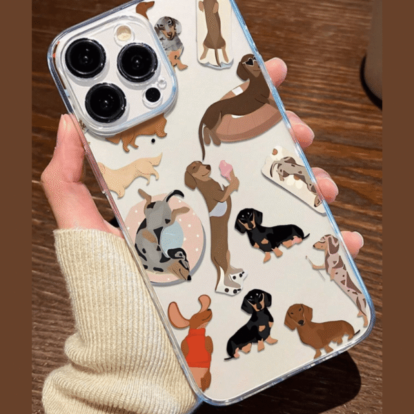 Funda iPhone 13 / 14 Transparente con Diseño Perro Salchicha