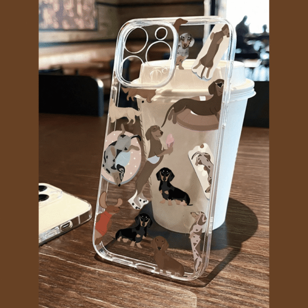 Funda Iphone 14 Transparente con Diseño Perro Salchicha