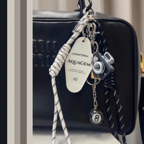 Llavero Vintage Bola 8 Y Cámara Retro Accesorio Decorativo Con Correa