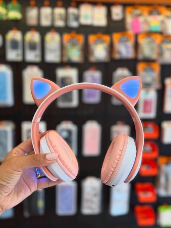 Auriculares Bluetooth con Luces LED y Diseño de Orejas de Gato