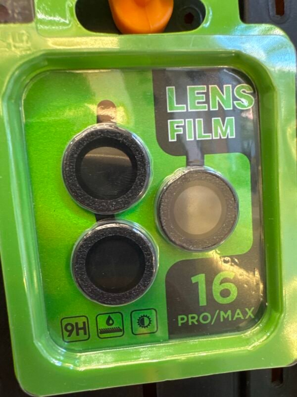 Protector de Cámara iPhone 16 Pro Max Negro con Brillos