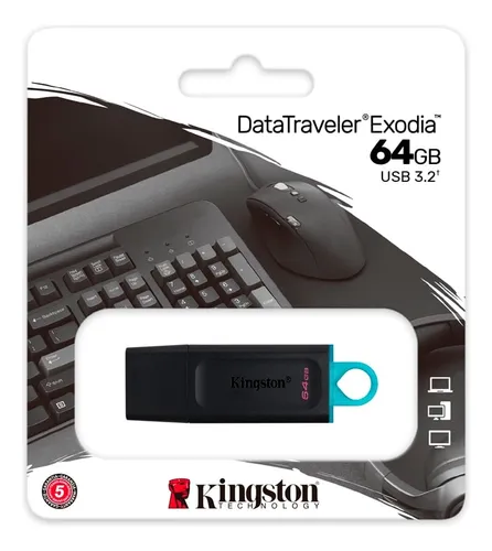 Pendrive 64GB Almacenamiento Portátil Kingston DataTraveler Exodia Usn 3.2