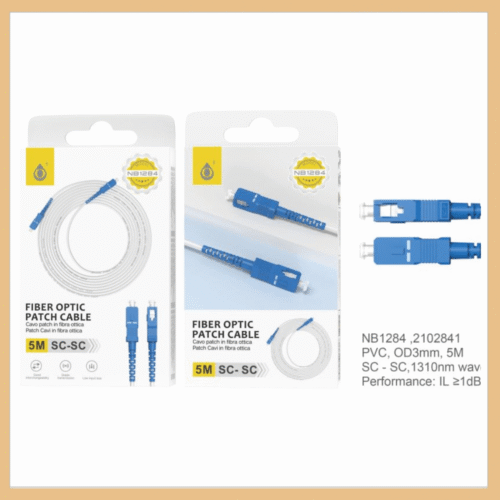 Cable de Fibra Óptica SC a SC Blanco de 5 Metros