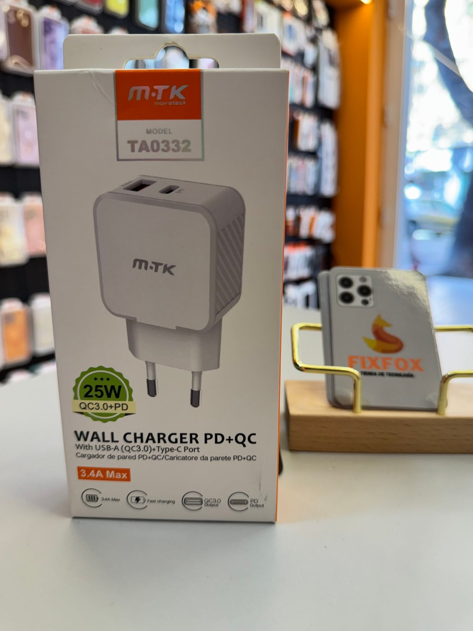 Cargador Rápido MTK TA0432 2 Puertos PD + QC 3.0v 25W Blanco Cargador Rápido MTK TA0432 2 Puertos PD + QC 3.0v 25W Blanco