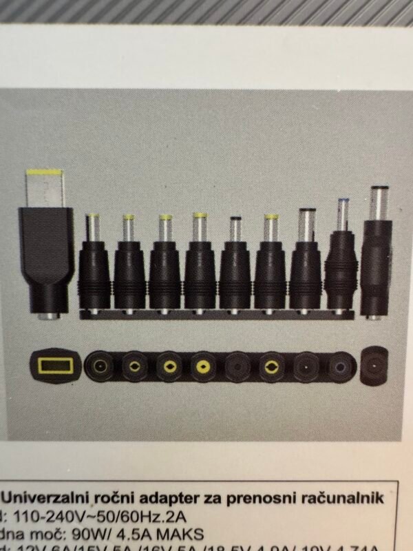 Cargador Universal Para Portátil 90W – AT718 parte trasera Fichas de coneccion