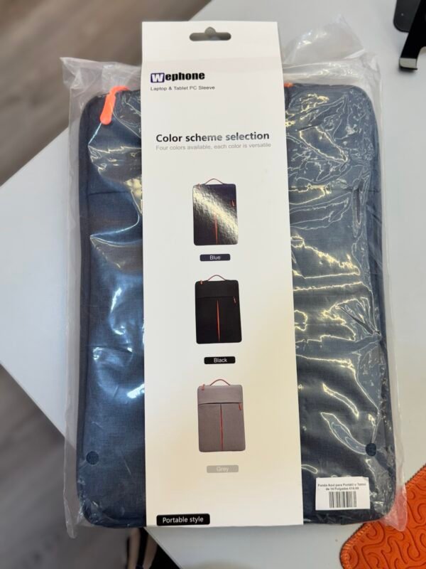 Protector de Notbook de 14 pulgadas, Tablet, Portatil Gris con detalles Naranjas con bolsa